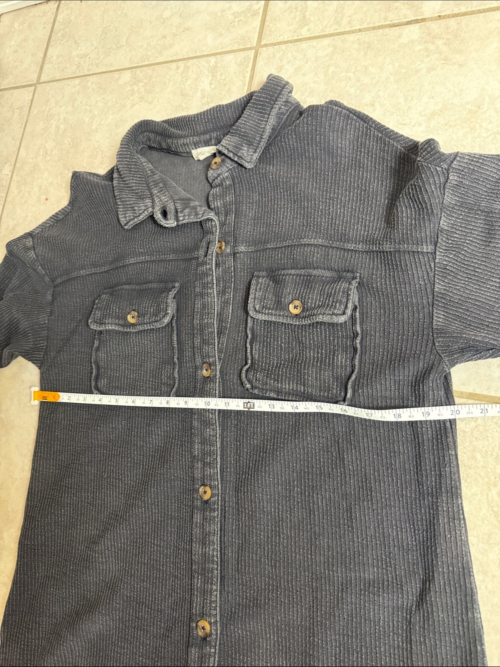 Anthropologie Pilcro Ribbed Duster Shacket Shirt Jacket XS Charcoal Grey Cotton - Picture 13 of 13